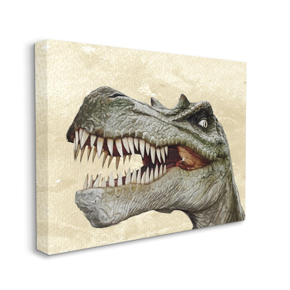 Stupell Industries T-Rex Dinosaur Portrait Teeth Fangs Reptile Teeth Canvas Wall Art Design by Ziwei Li, 24" x 30"