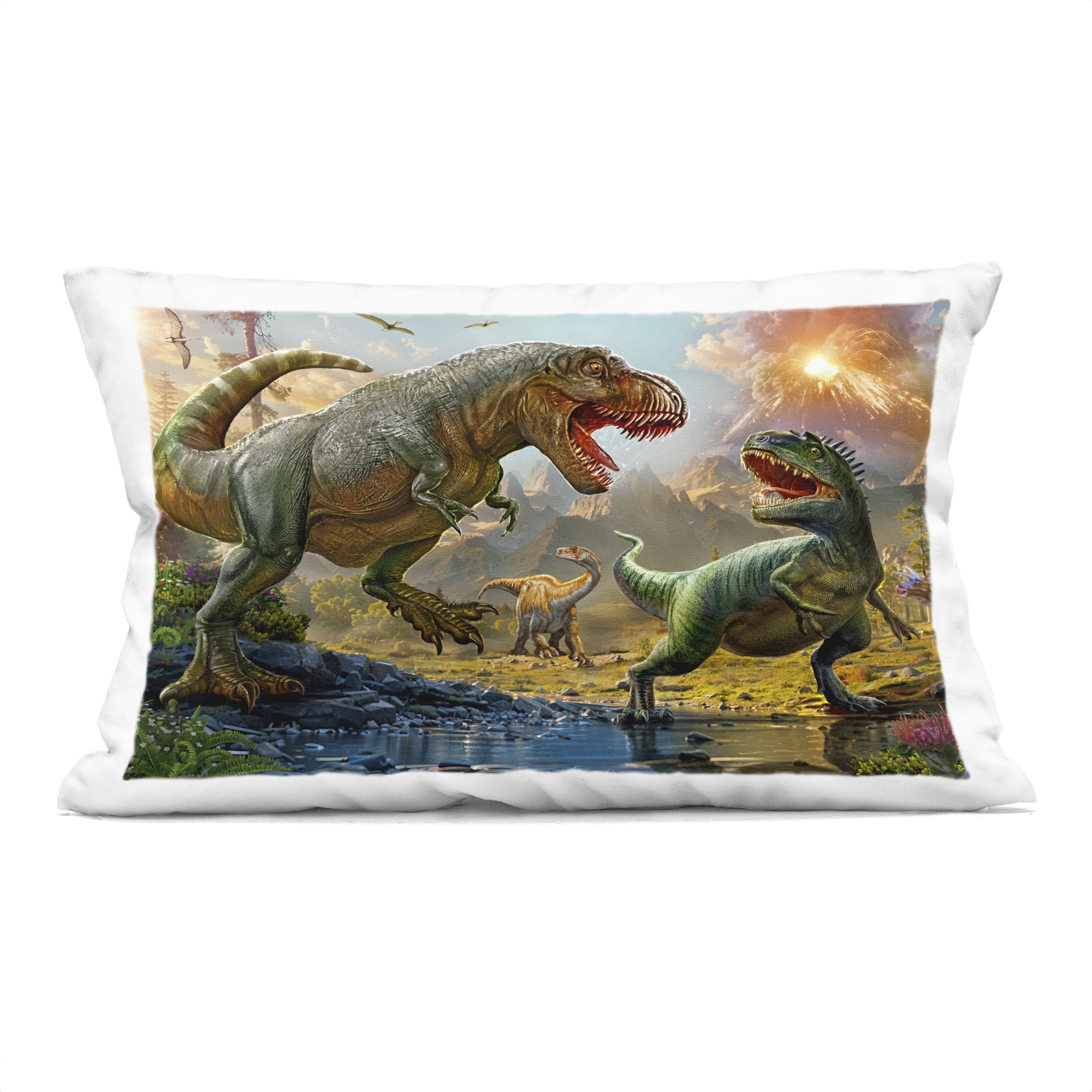 Stupell Industries T-Rex Encounter at Riverbank Decorative Printed Throw Pillow, design by Henriette Chinaglia, 14 x 7 x 20
