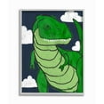 thumbnail image 1 of Stupell Industries T-Rex Kid's Illustration Green Dinosaur Blue Sky Framed Wall Art Design by Daphne Polselli, 11" x 14", Gray Framed, 1 of 1