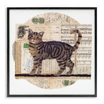 Stupell Industries Tabby Cat Collage Animals & Insects Painting Black Framed Art Print Wall Art, 12 x 12