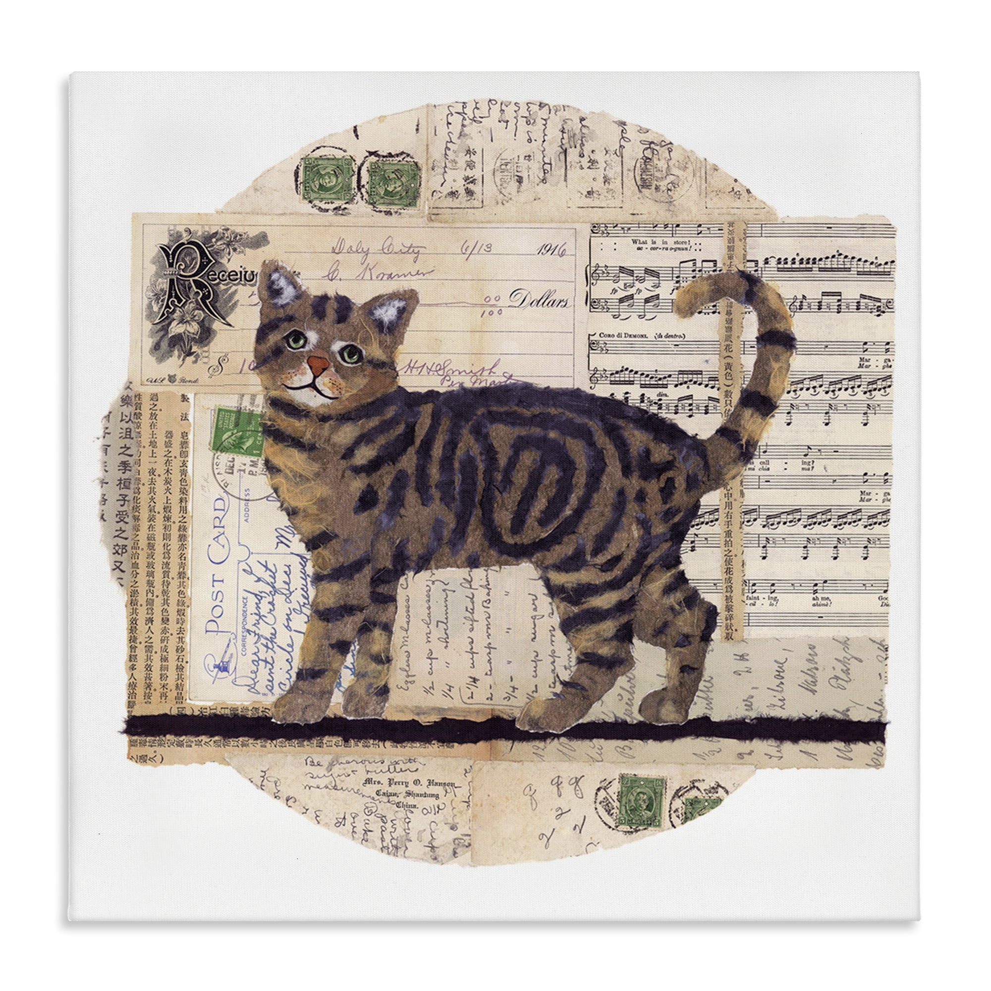 Stupell Industries Tabby Cat Collage Animals & Insects Painting Gallery Wrapped Canvas Art Print Wall Art, 36 x 36