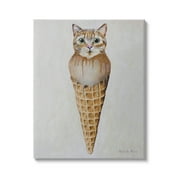 Stupell Industries Tabby Cat Ice Cream Scoop Dessert Waffle Cone Paintings Gallery-Wrapped Canvas Print Wall Art, 36x48, by Coco de Paris