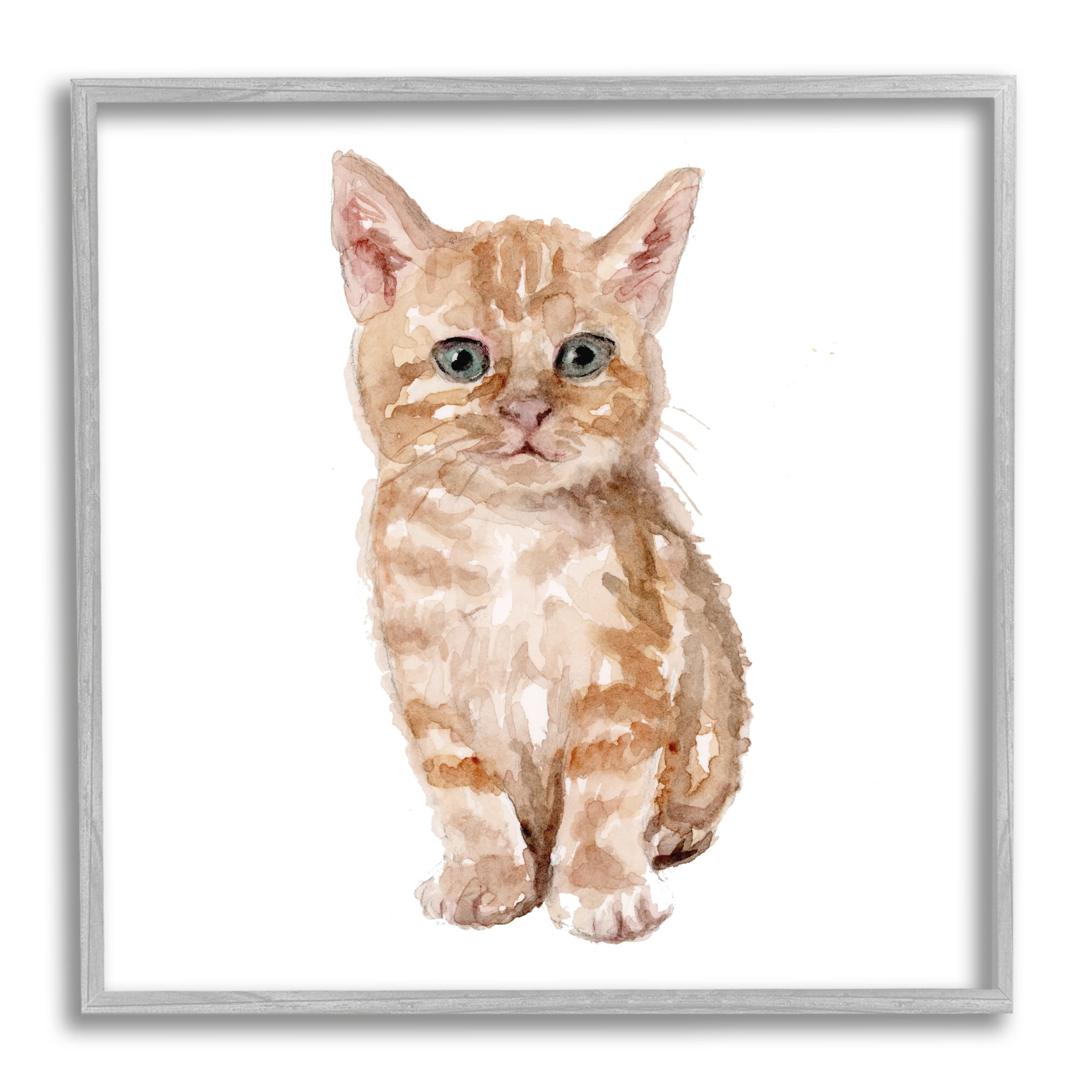 Stupell Industries Tabby Cat Kitten Watercolor Portrait Nursery Animal, 17 x 17,Design by Fox Hollow Studios