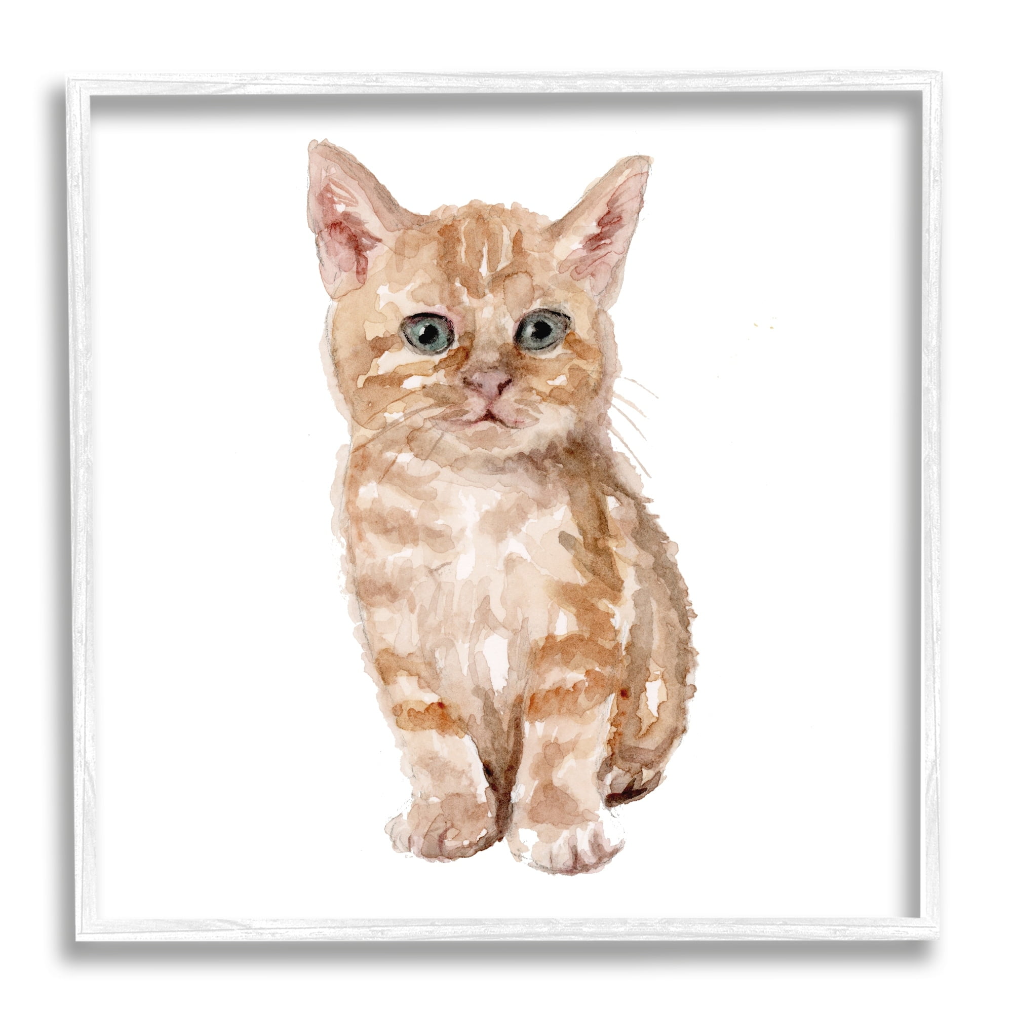 Stupell Industries Tabby Cat Kitten Watercolor Portrait Nursery Animal, 24 x 24,Design by Fox Hollow Studios