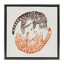 Stupell Industries Tabby Cats Duo Animals & Insects Painting Black Floater Framed Canvas Art Print Wall Art, 18 x 18