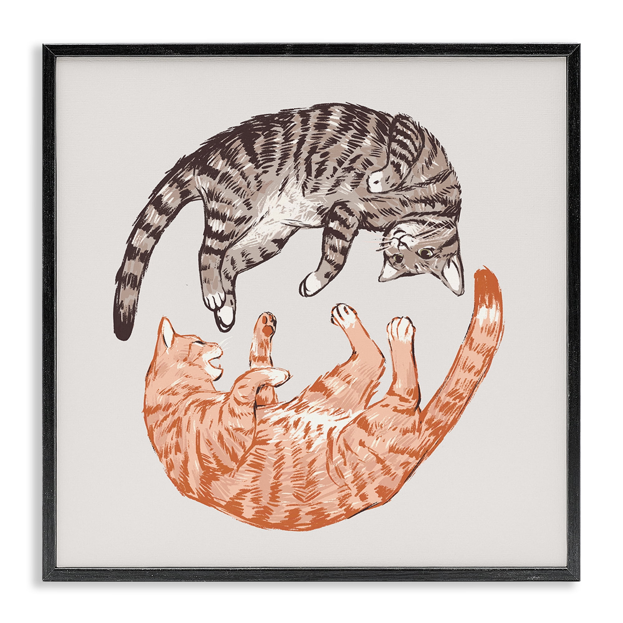 Stupell Industries Tabby Cats Duo Animals & Insects Painting Black Framed Art Print Wall Art, 12 x 12