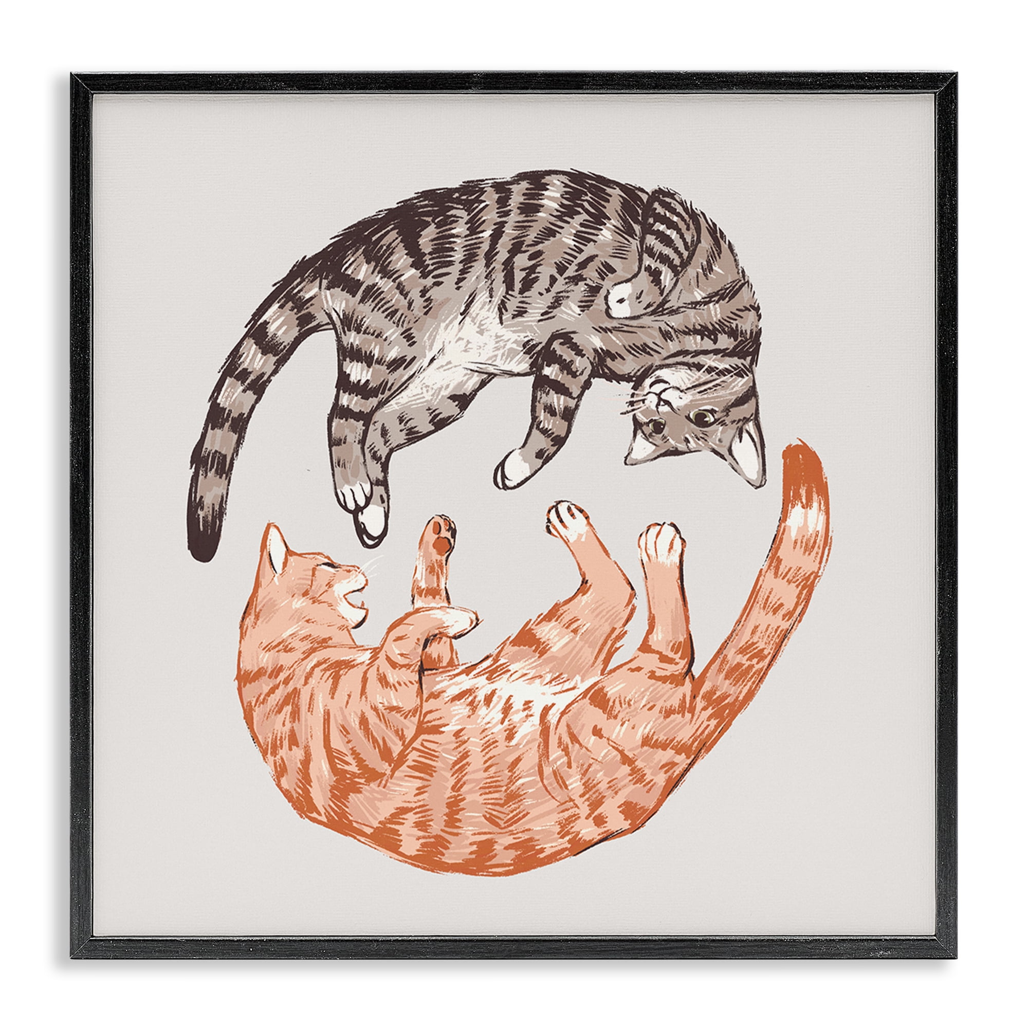 Stupell Industries Tabby Cats Duo Animals & Insects Painting Black Framed Art Print Wall Art, 24 x 24