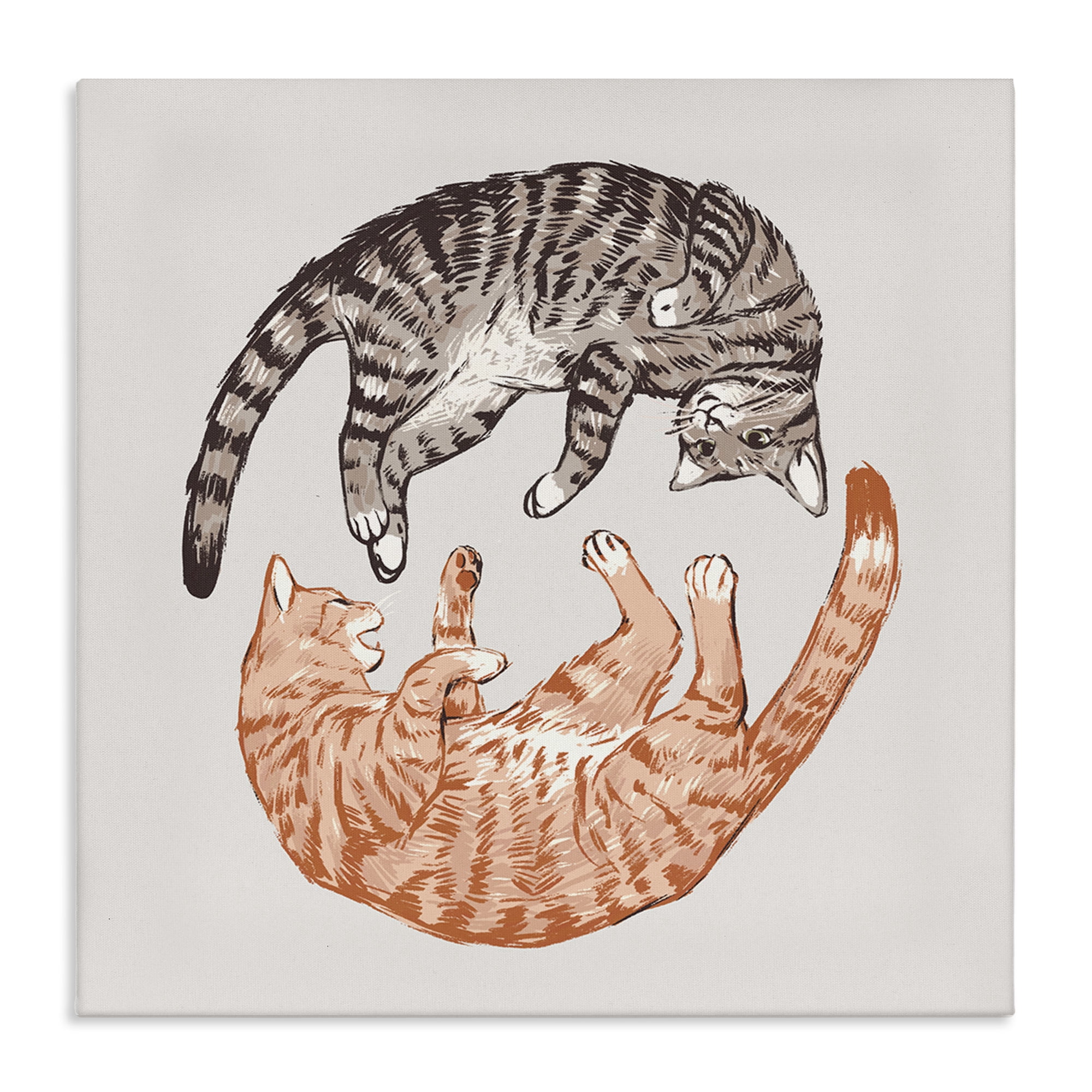 Stupell Industries Tabby Cats Duo Animals & Insects Painting Gallery Wrapped Canvas Art Print Wall Art, 17 x 17