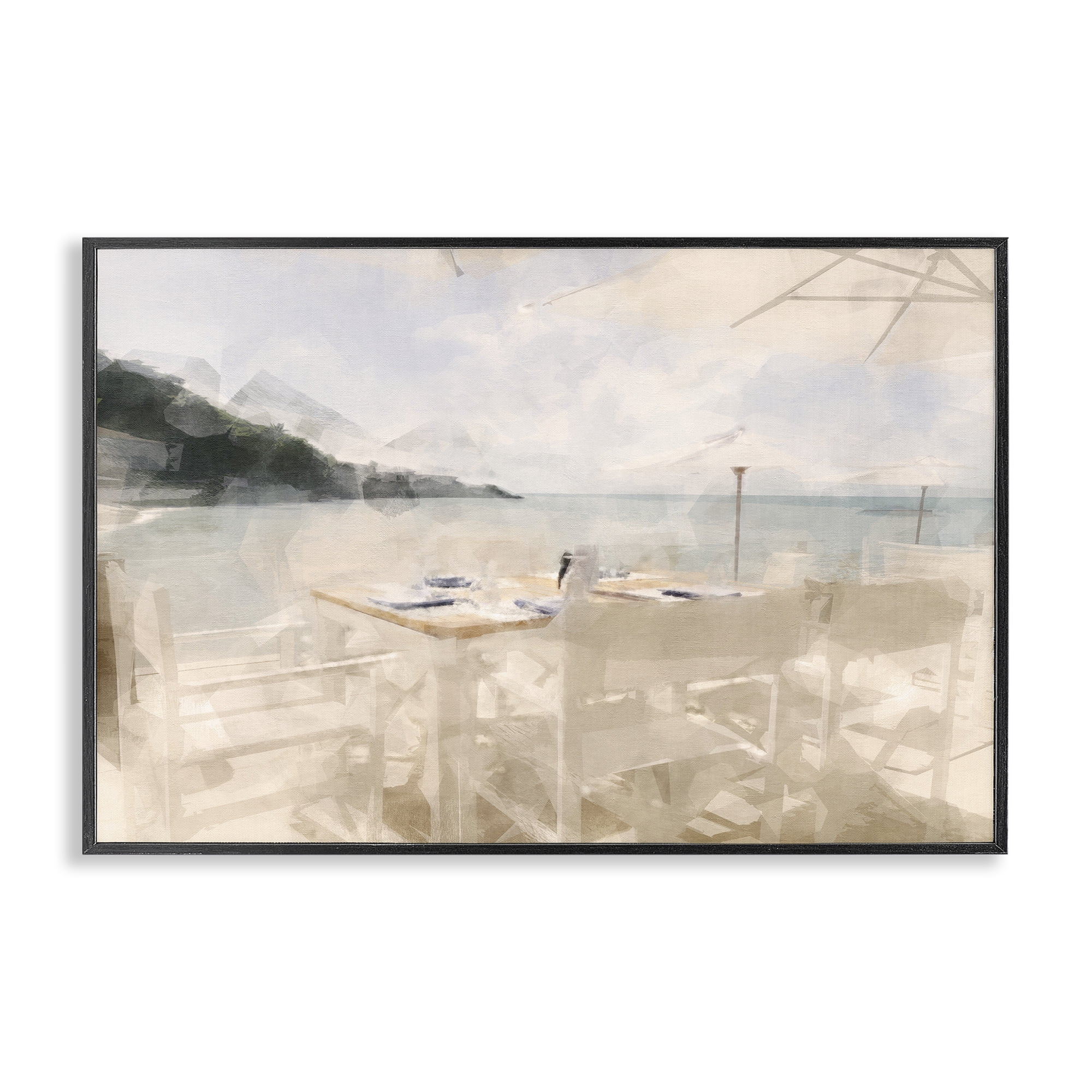 Stupell Industries Table By The Sea Black Framed Giclee Art, design by Noah Bay
