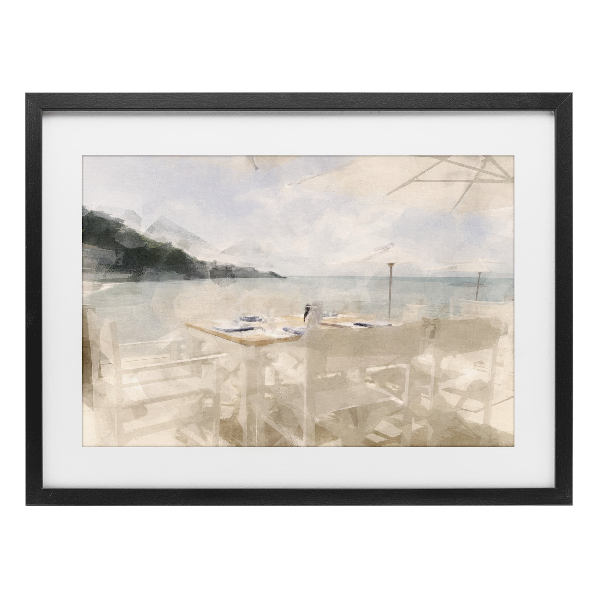 Stupell Industries Table By The Sea Black Framed Print Under Glass, design by Noah Bay