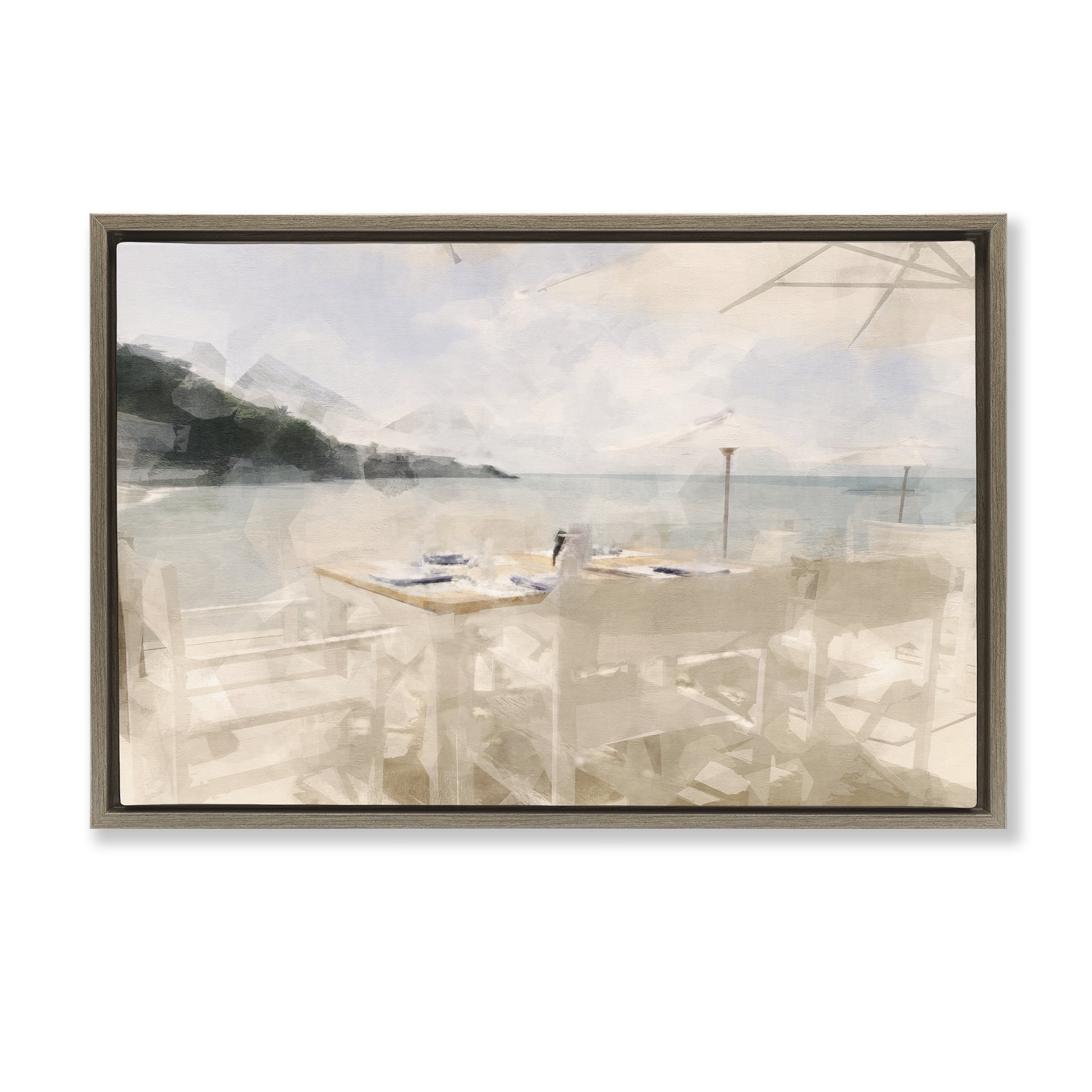 Stupell Industries Table By The Sea Brown Framed Floater Canvas Wall Art, design by Noah Bay