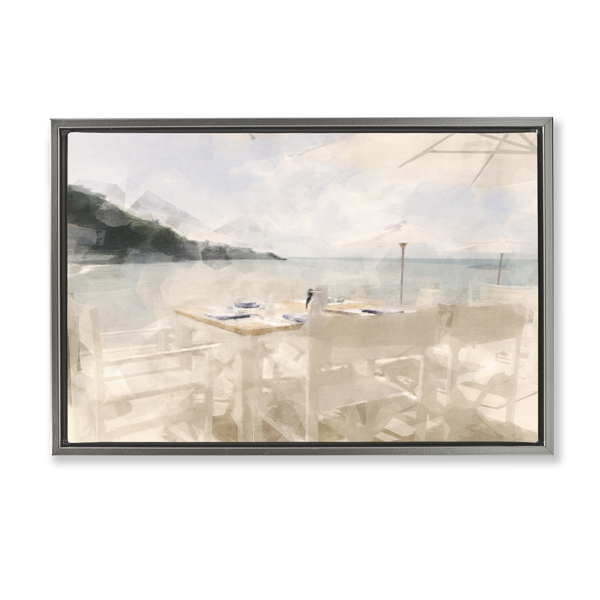 Stupell Industries Table By The Sea Gray Framed Floater Canvas Wall Art, design by Noah Bay