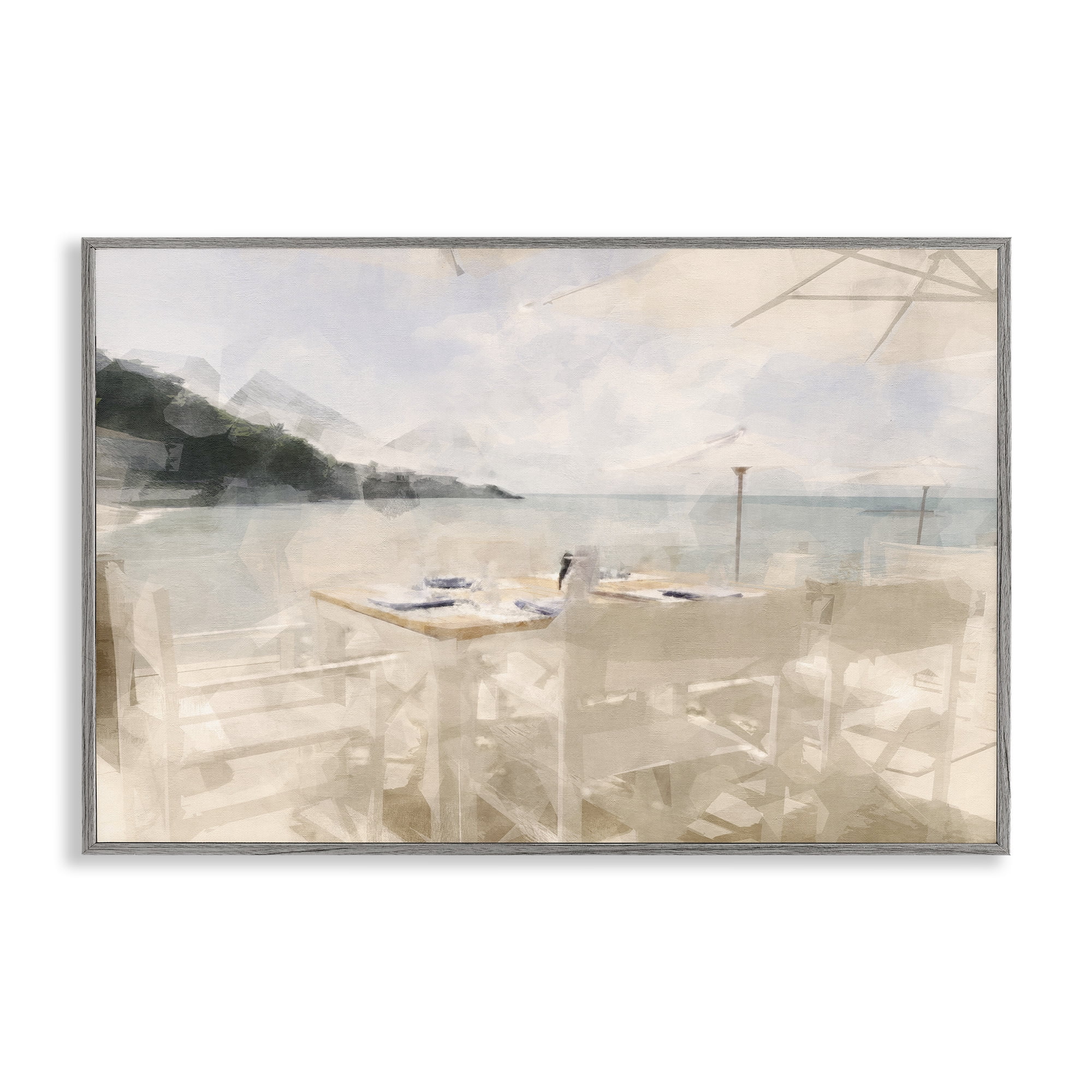 Stupell Industries Table By The Sea Gray Framed Giclee Art, design by Noah Bay