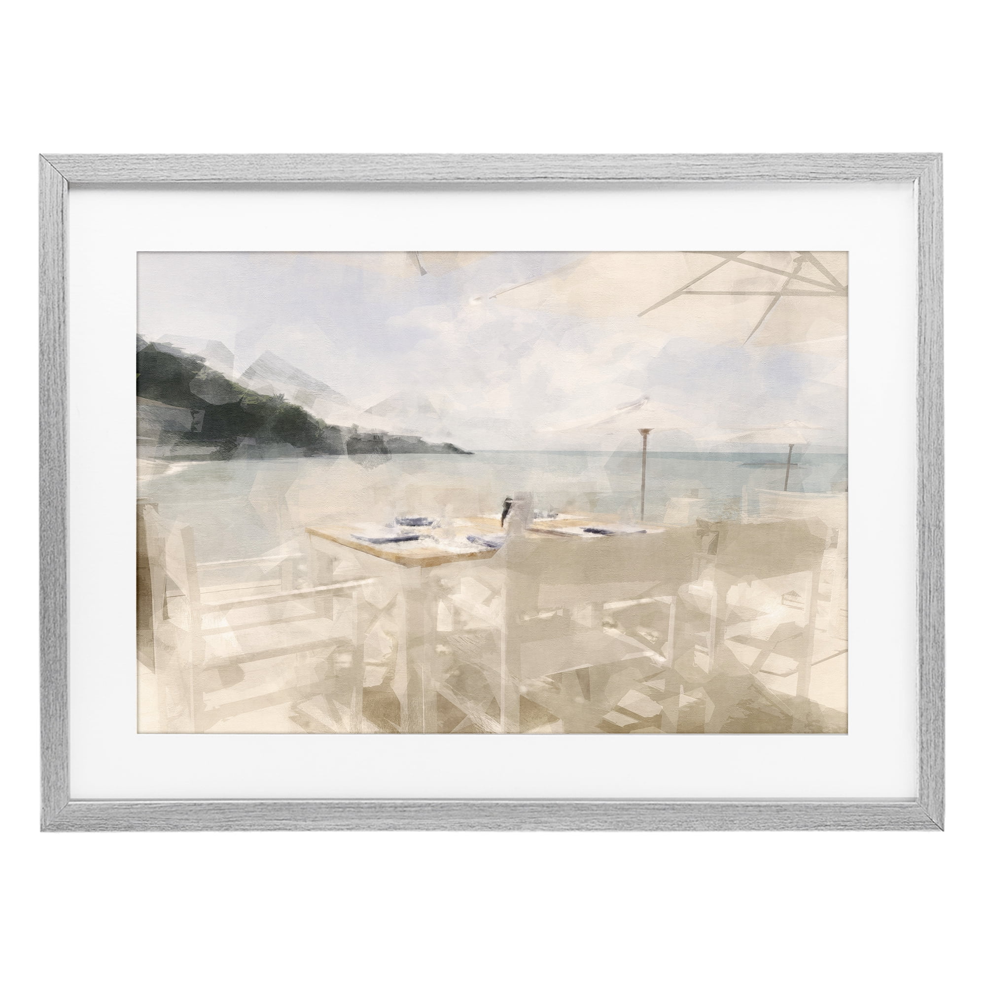 Stupell Industries Table By The Sea Gray Framed Print Under Glass, design by Noah Bay