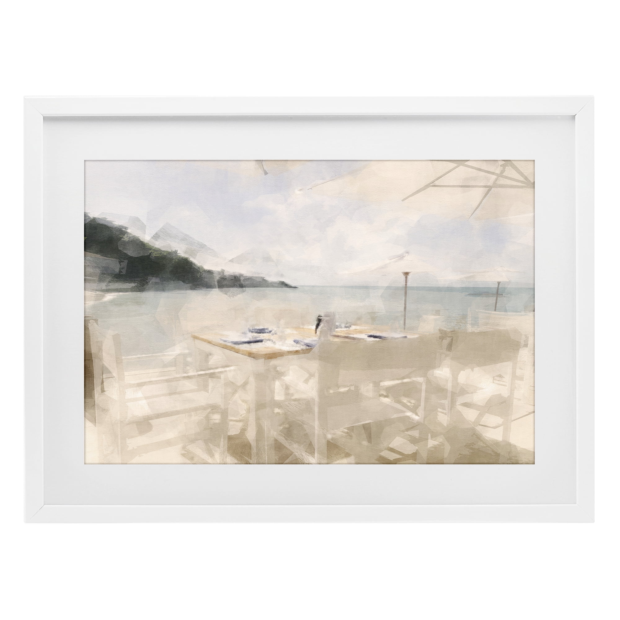 Stupell Industries Table By The Sea White Framed Print Under Glass, design by Noah Bay