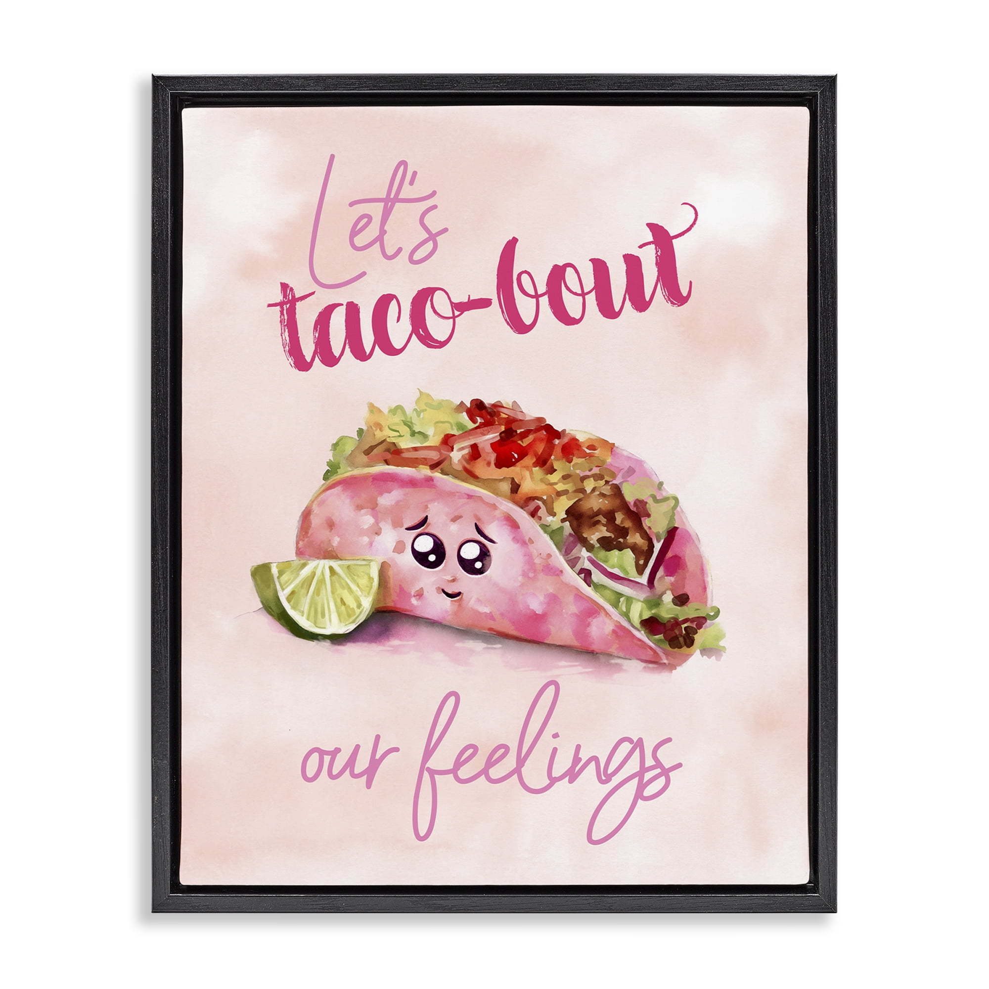 Stupell Industries Taco-Bout Our Feelings Novelty Painting Black Floater Framed Art Print Wall Art, 25 x 31