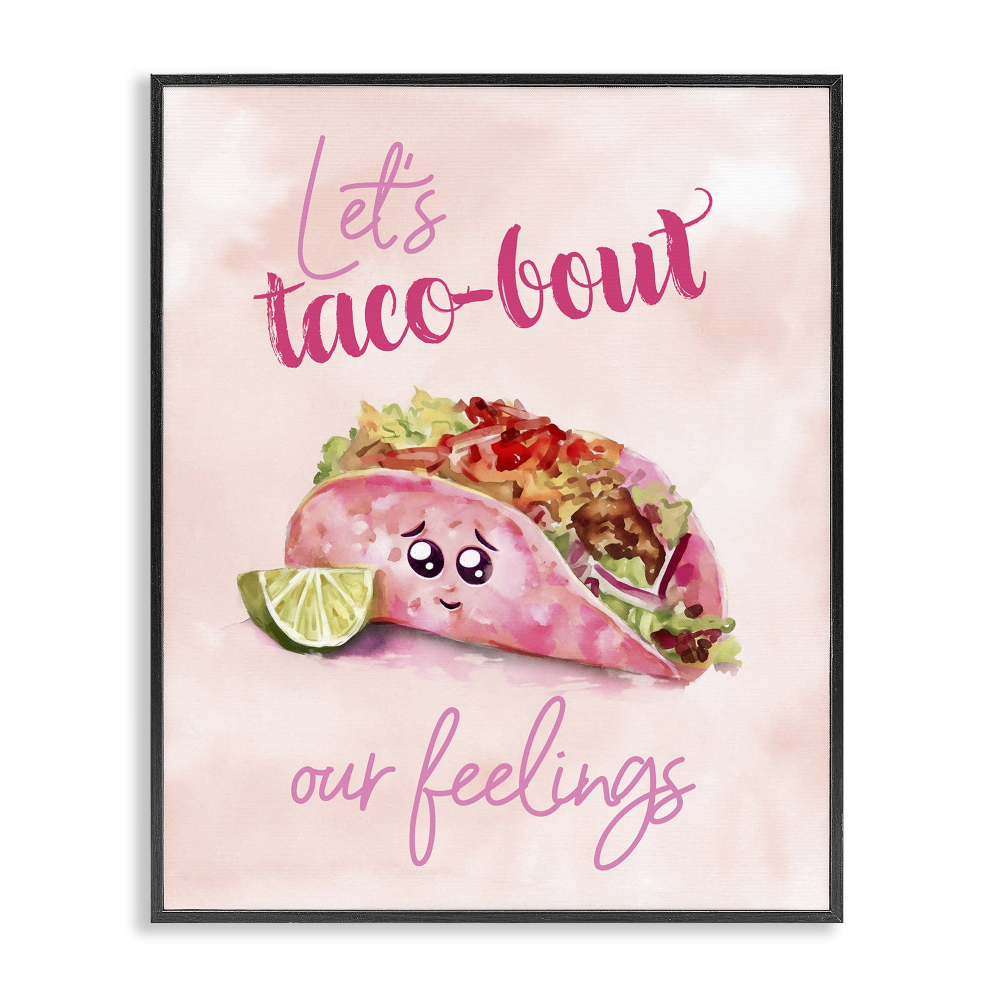 Stupell Industries Taco-Bout Our Feelings Novelty Painting Black Framed Art Print Wall Art, 24 x 30