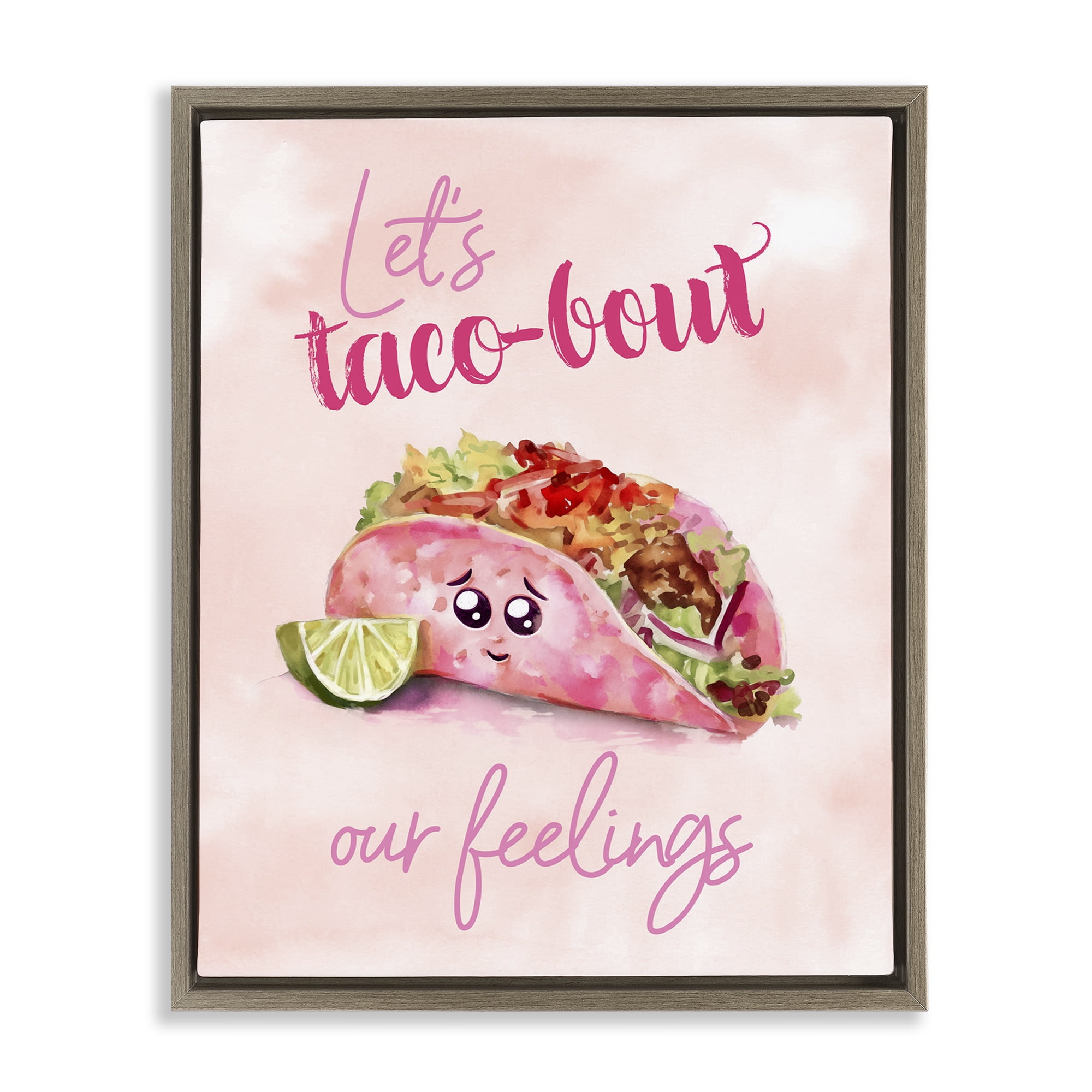 Stupell Industries Taco-Bout Our Feelings Novelty Painting Brown Floater Framed Art Print Wall Art, 17 x 21