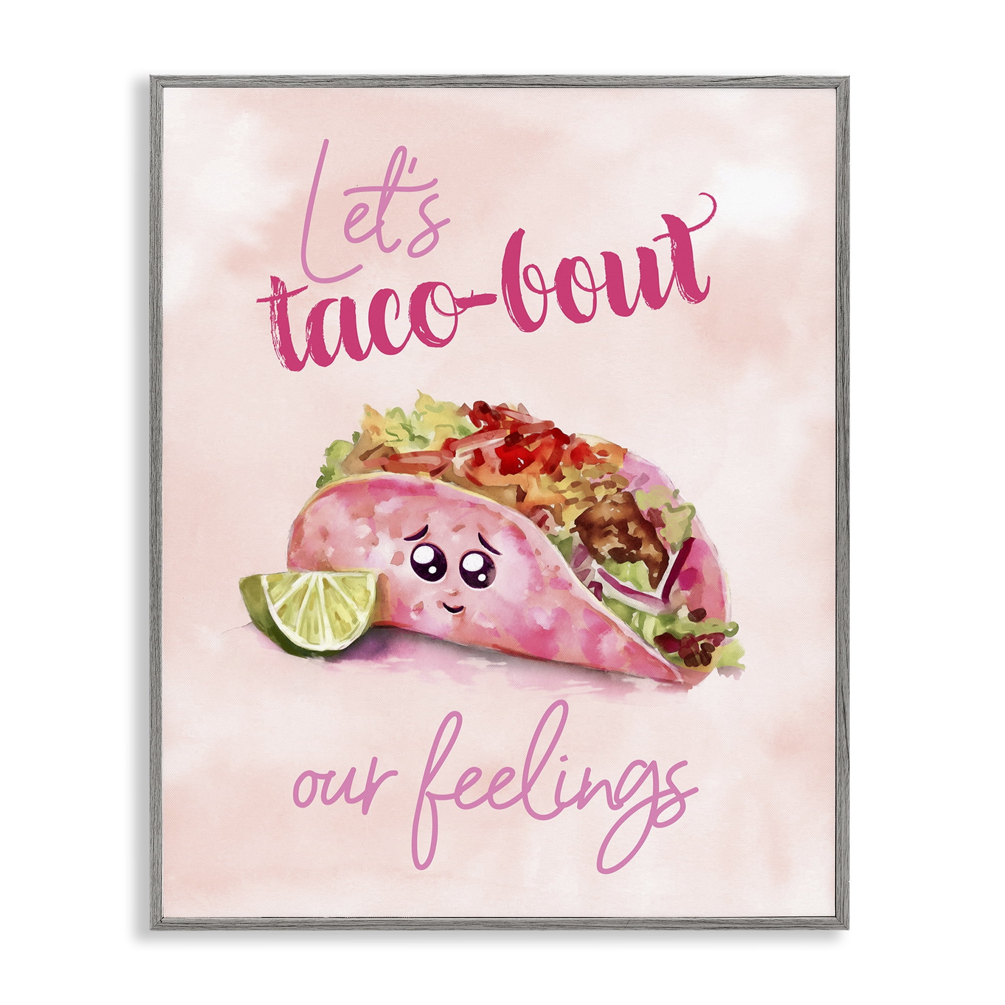 Stupell Industries Taco-Bout Our Feelings Novelty Painting Gray Framed Art Print Wall Art, 24 x 30