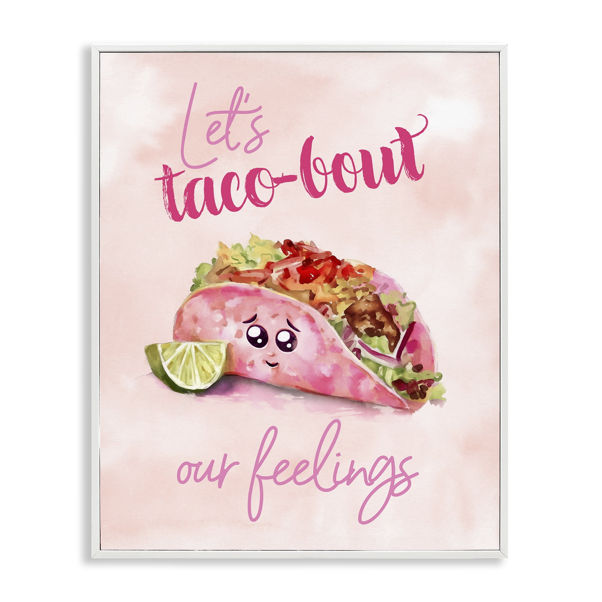 Stupell Industries Taco-Bout Our Feelings Novelty Painting White Framed Art Print Wall Art, 16 x 20