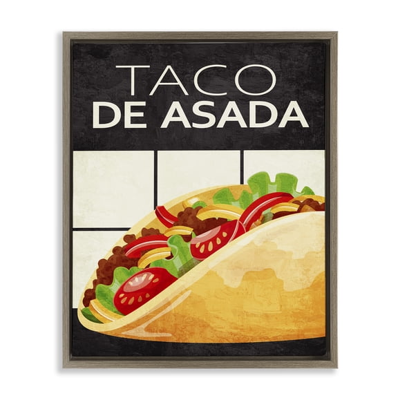 Stupell Industries Taco Classic Meal Food & Beverage Painting Brown Floater Framed Canvas Art Print Wall Art, 17 x 21