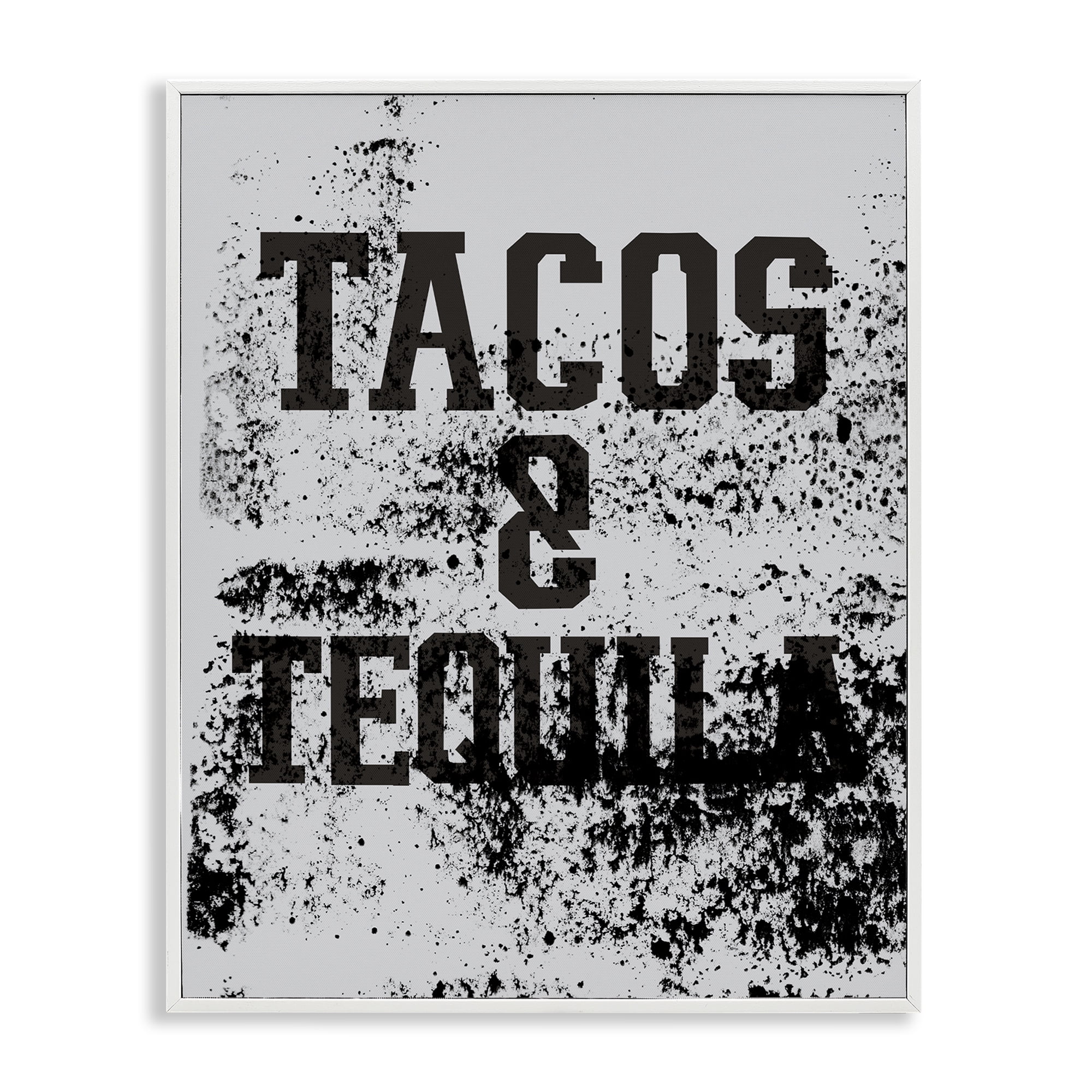 Stupell Industries Tacos & Tequila with Splatter Food & Beverage Painting White Framed Art Print Wall Art, 16 x 20