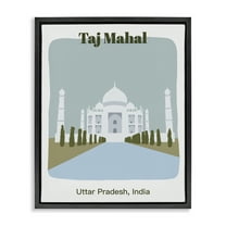 Stupell Industries Taj Mahal Architecture Town & City Painting Black Floater Framed Art Print Wall Art, 17 x 21