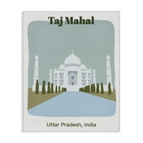 Stupell Industries Taj Mahal Architecture Town & City Painting Gallery Wrapped Canvas Art Print Wall Art, 16 x 20