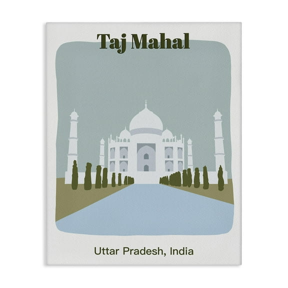 Stupell Industries Taj Mahal Architecture Town & City Painting Gallery Wrapped Canvas Art Print Wall Art, 16 x 20