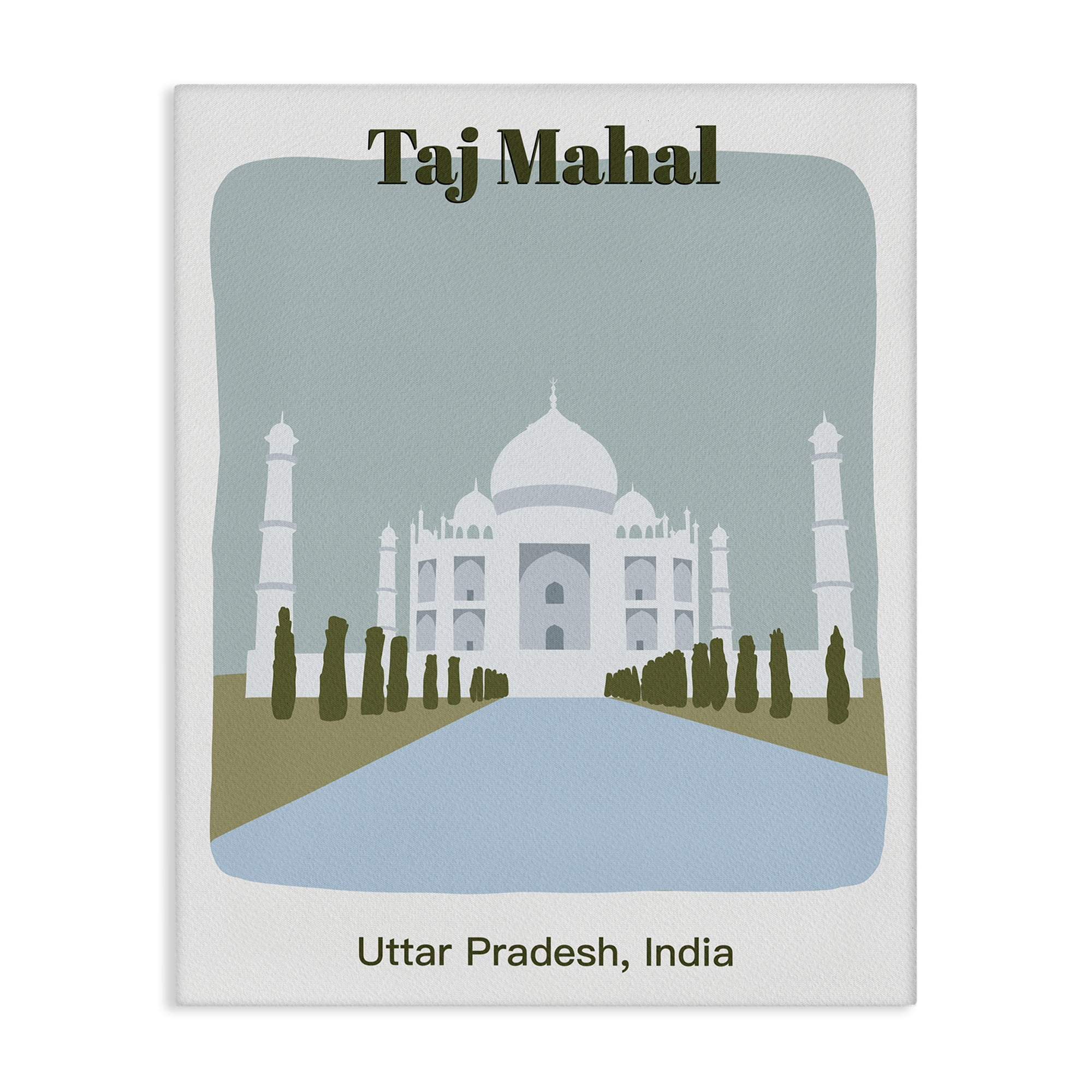 Stupell Industries Taj Mahal Architecture Town & City Painting Gallery Wrapped Canvas Art Print Wall Art, 30 x 40