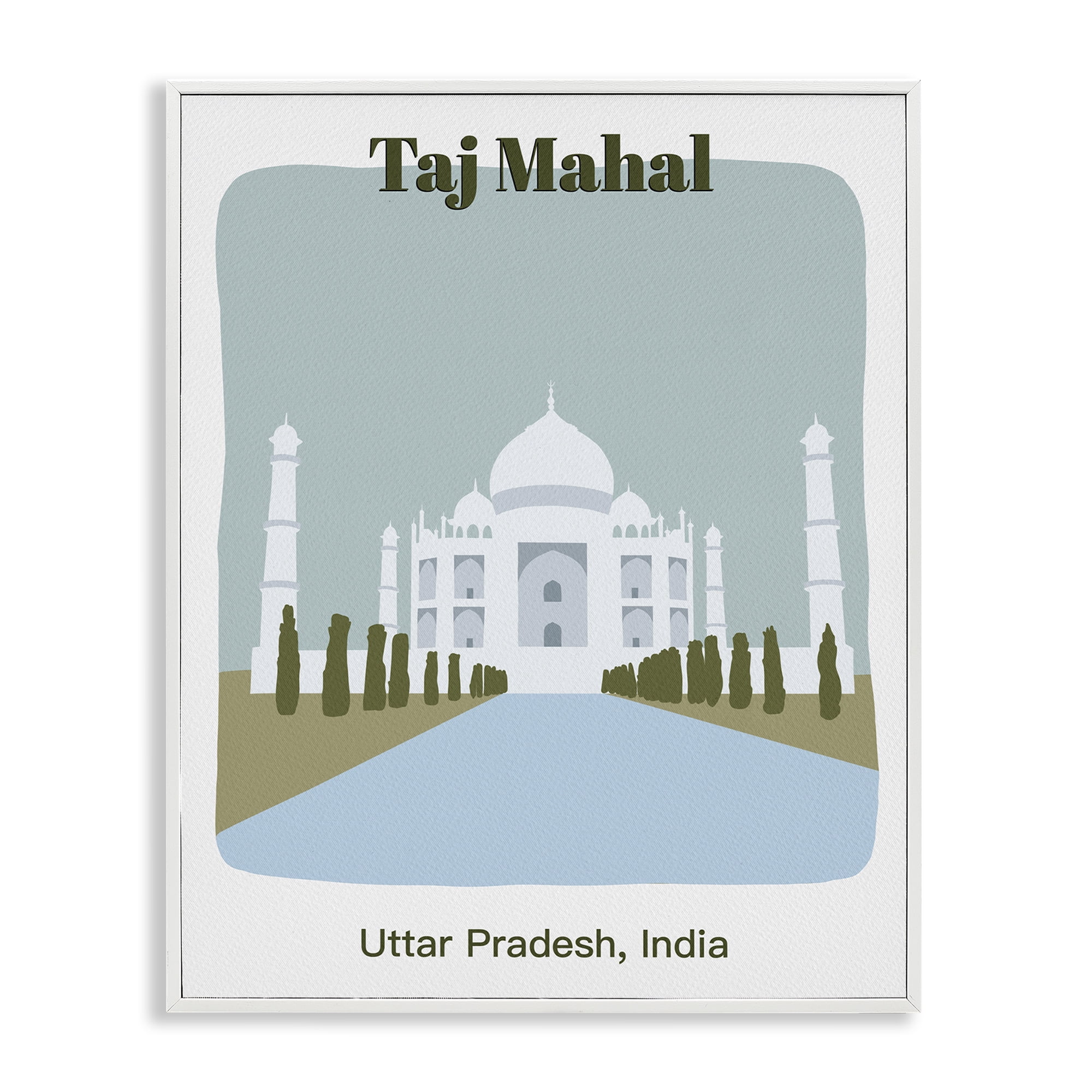 Stupell Industries Taj Mahal Architecture Town & City Painting White Framed Art Print Wall Art, 24 x 30