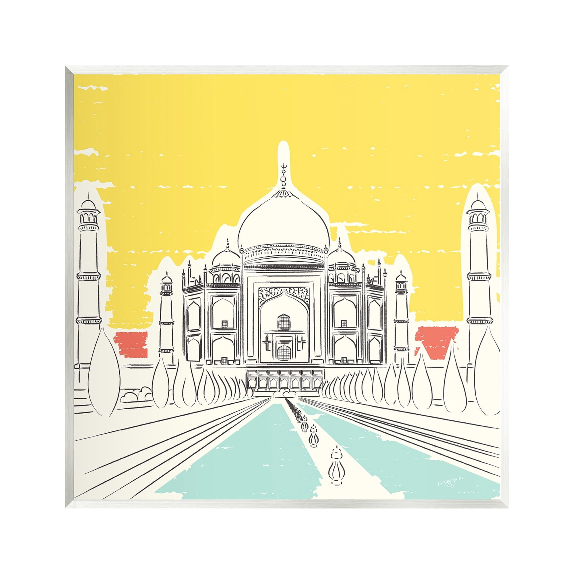 Stupell Industries Taj Mahal Architecture Travel & Places Painting Unframed Art Print Wall Art, 12 x 12