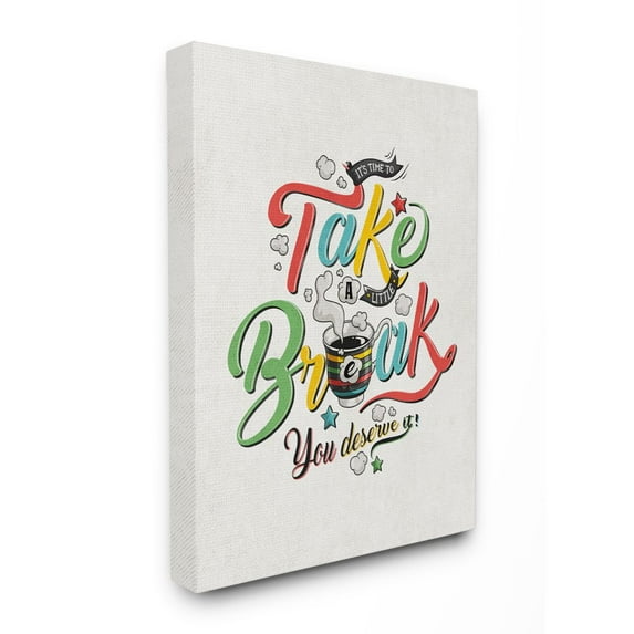 Stupell Industries Take A Break Inspirational Comic Book Word Design Canvas Wall Art by Ester Kay