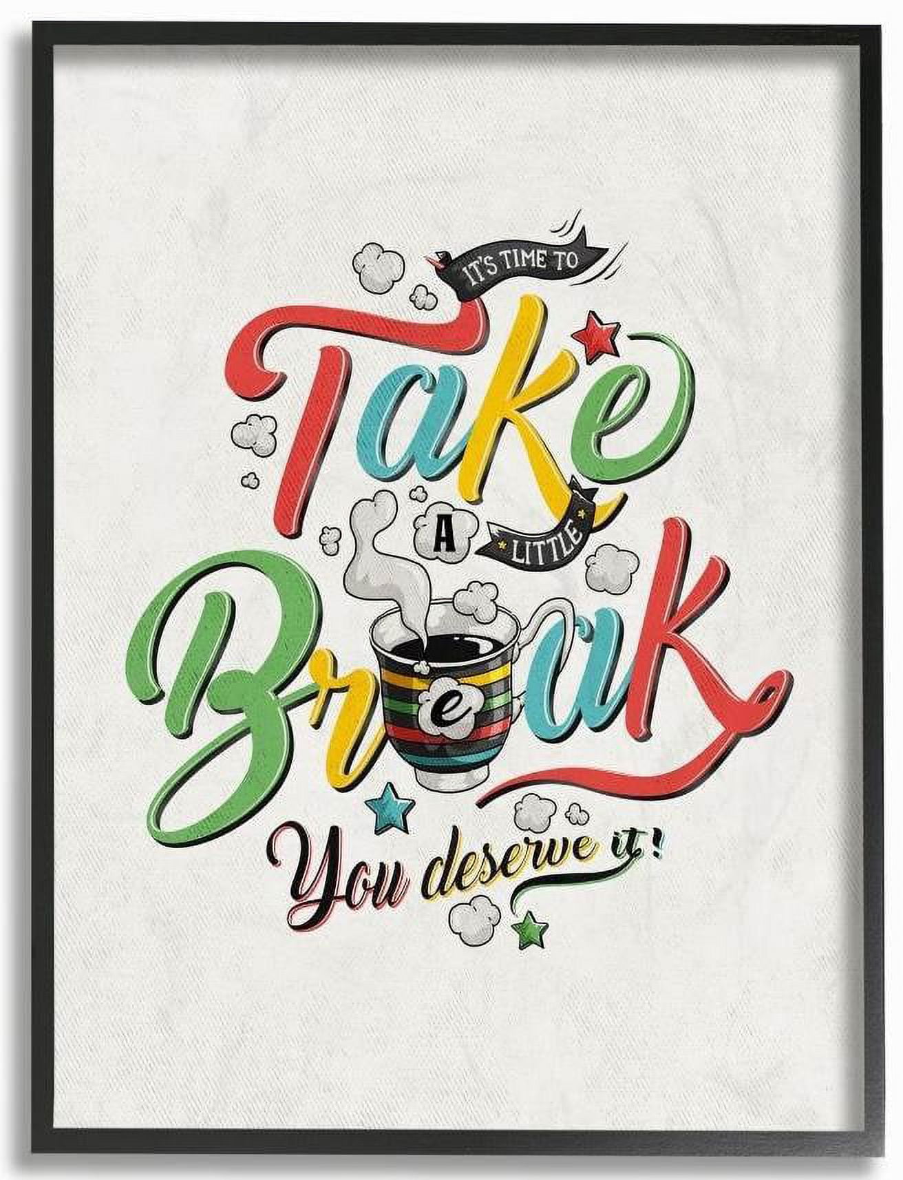 Stupell Industries Take A Break Inspirational Comic Book Word Design Framed Wall Art by Ester Kay