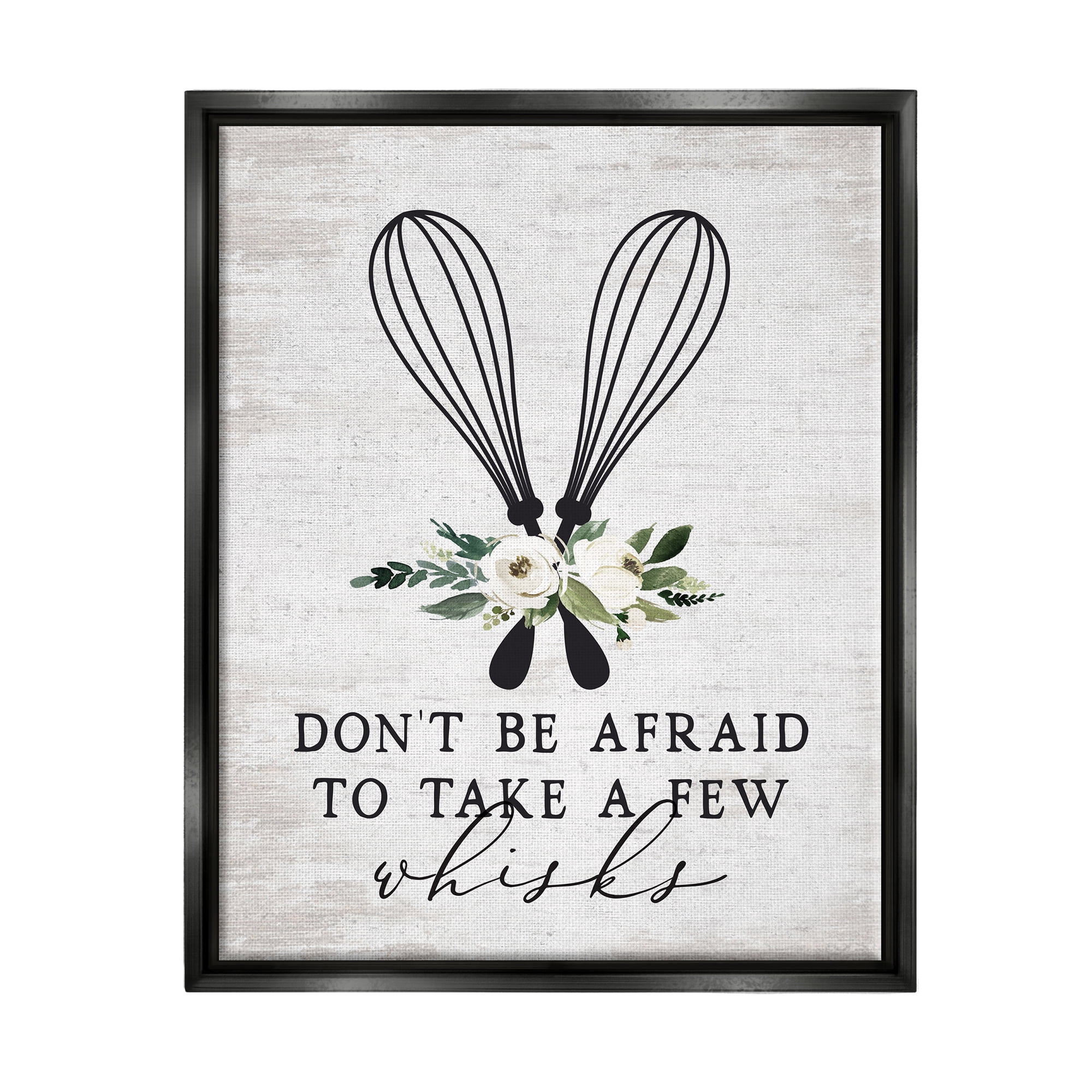 Stupell Industries Take A Few Whisks Phrase Food & Beverage Painting Black Floater Framed Art Print Wall Art, 25 x 31