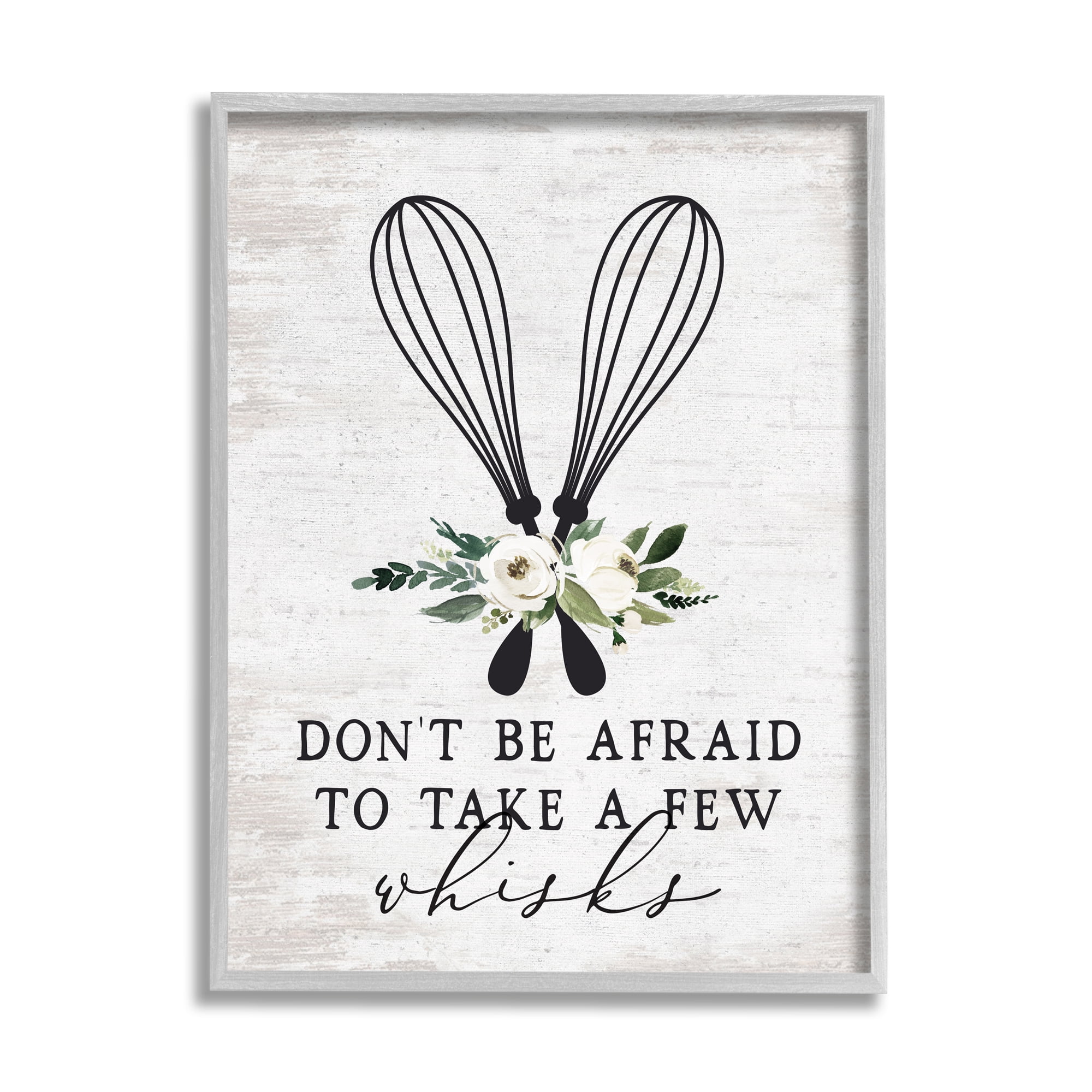 Stupell Industries Take A Few Whisks Phrase Food & Beverage Painting Gray Framed Art Print Wall Art, 11 x 14