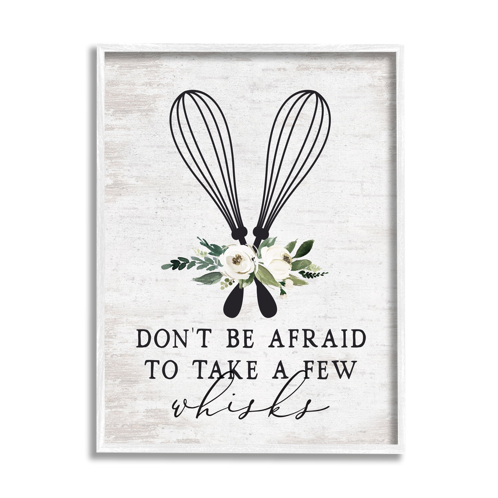 Stupell Industries Take A Few Whisks Phrase Food & Beverage Painting White Framed Art Print Wall Art, 11 x 14