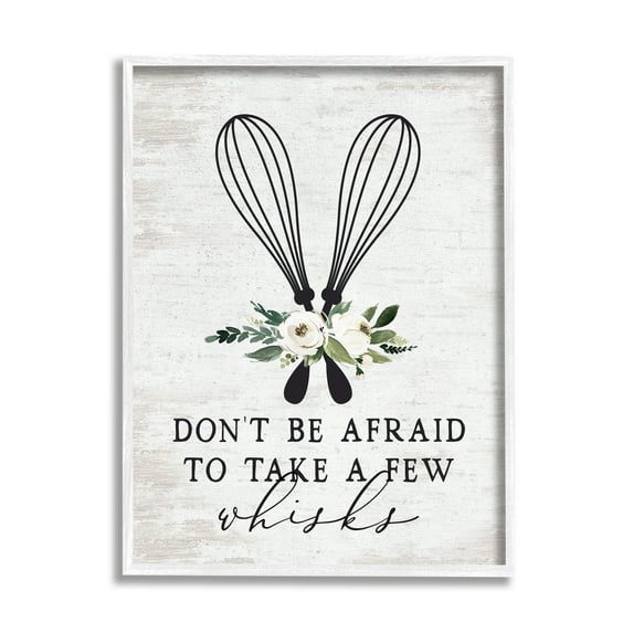 Stupell Industries Take A Few Whisks Phrase Food & Beverage Painting White Framed Art Print Wall Art, 16 x 20