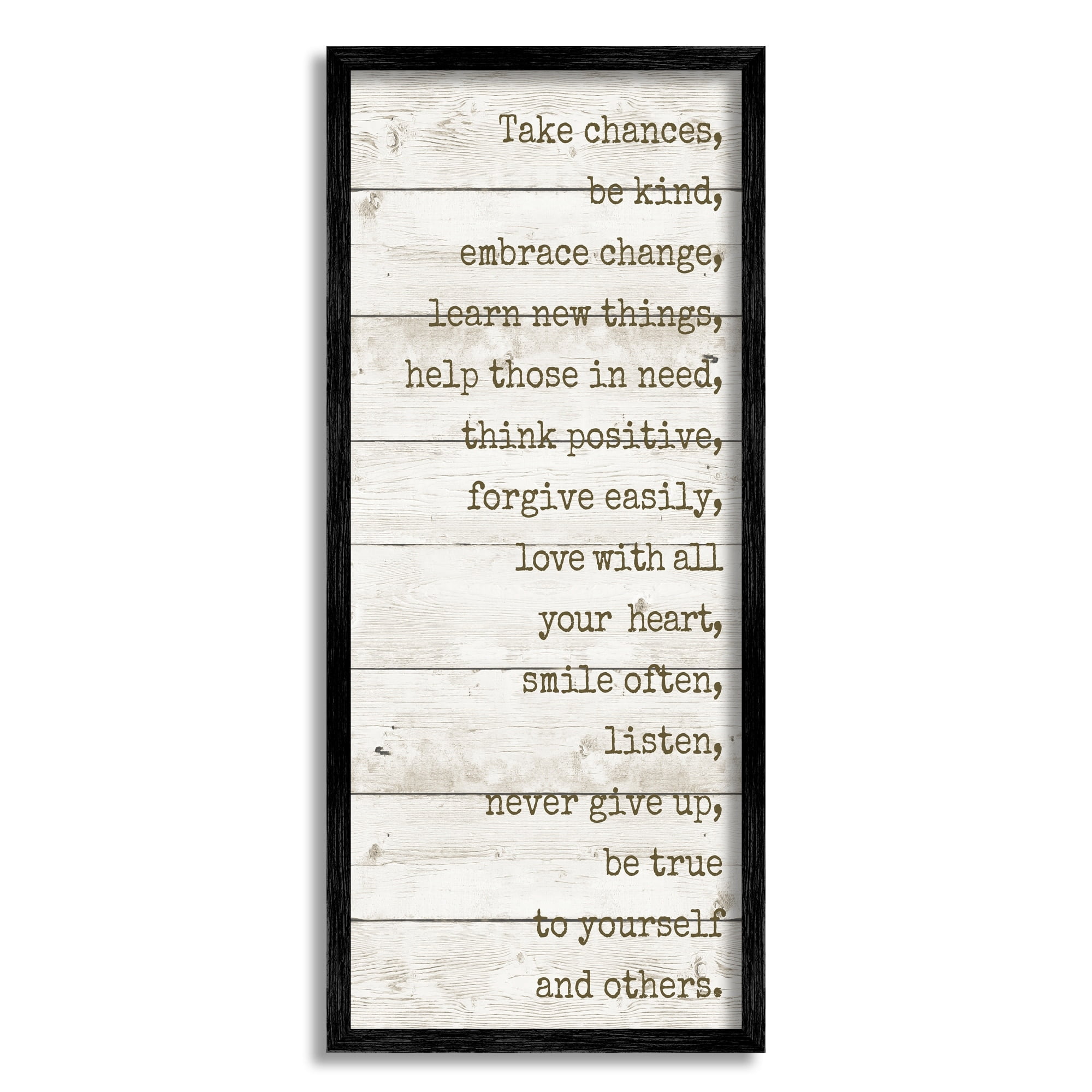 Stupell Industries Take Chances Family Home Inspirational Word Textured Wood Design, 13 x 30,Design by Anna Quach