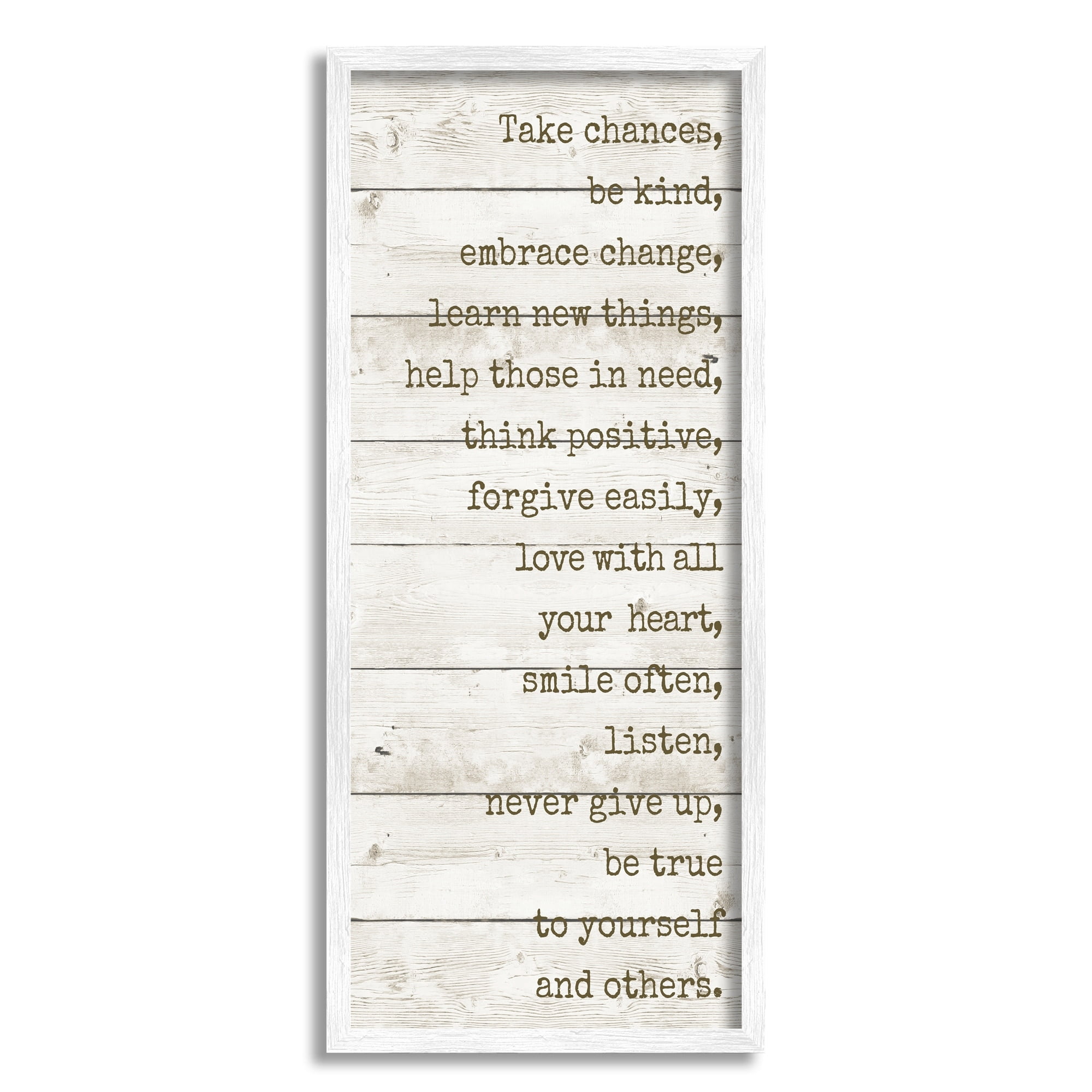 Stupell Industries Take Chances Family Home Inspirational Word Textured Wood Design, 13 x 30,Design by Anna Quach