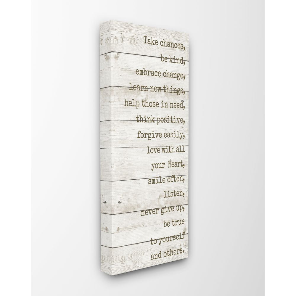 Stupell Industries Take Chances Family Home Inspirational Word Textured Wood Design Canvas Wall Art by Anna Quach