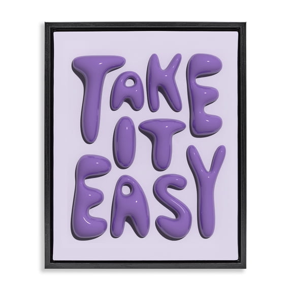 Stupell Industries Modern Take It Easy Letters Black Floating Frame Canvas Art, 17 x 21, by Victoria Barnes