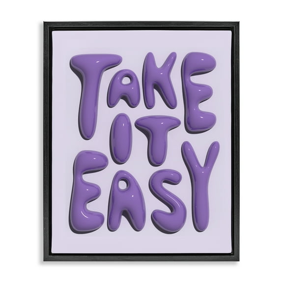 Stupell Industries Take It Easy Letters Text & Numbers Painting Black Floater Framed Canvas Art Print Wall Art, 17 x 21