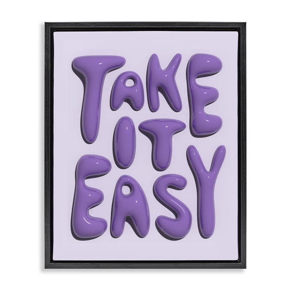 Stupell Industries Take It Easy Letters Text & Numbers Painting Black Floater Framed Canvas Art Print Wall Art, 25 x 31