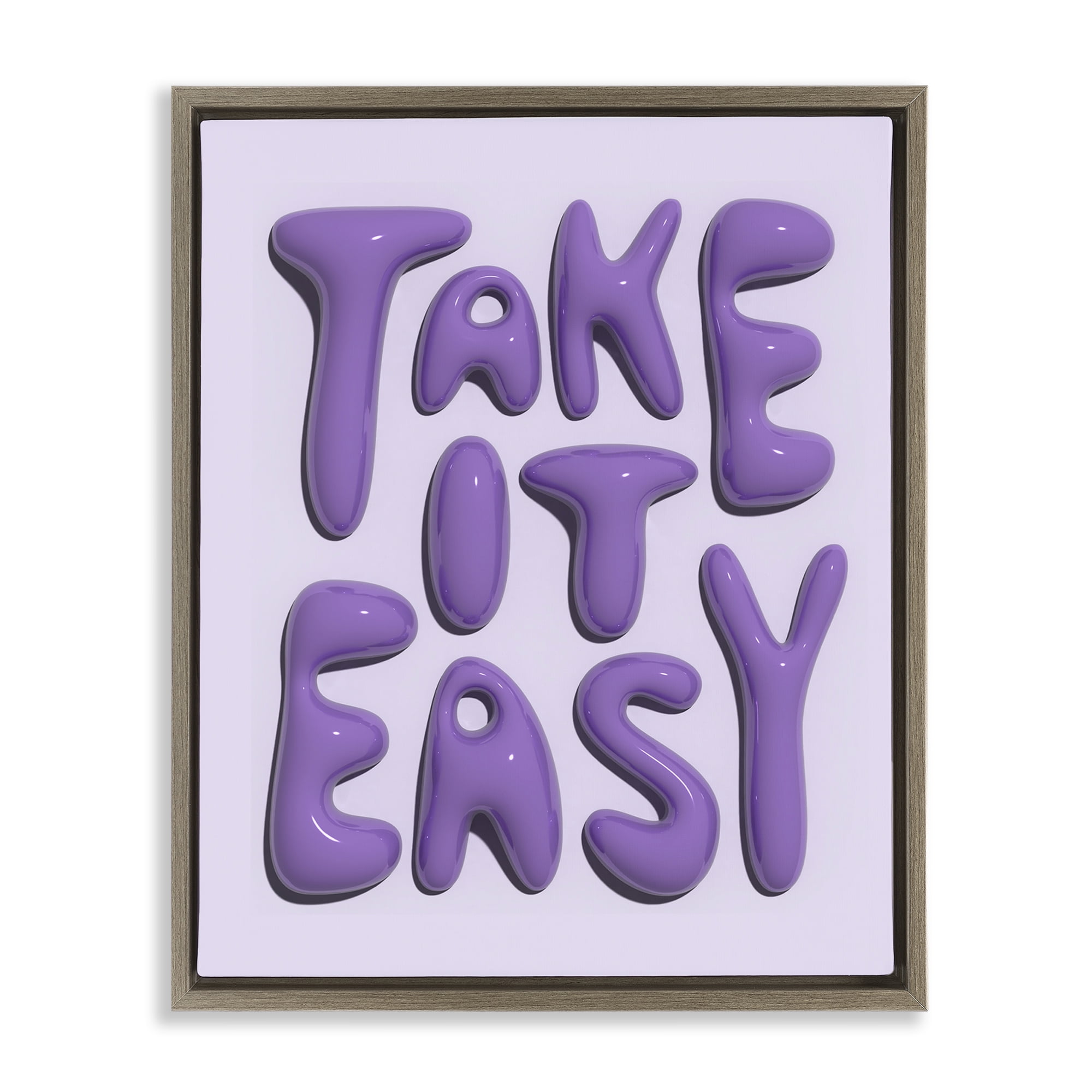 Stupell Industries Take It Easy Letters Text & Numbers Painting Brown Floater Framed Canvas Art Print Wall Art, 17 x 21