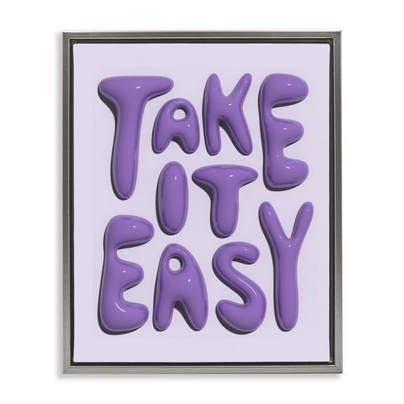 Stupell Industries Take It Easy Letters Text & Numbers Painting Gray Floater Framed Canvas Art Print Wall Art, 25 x 31
