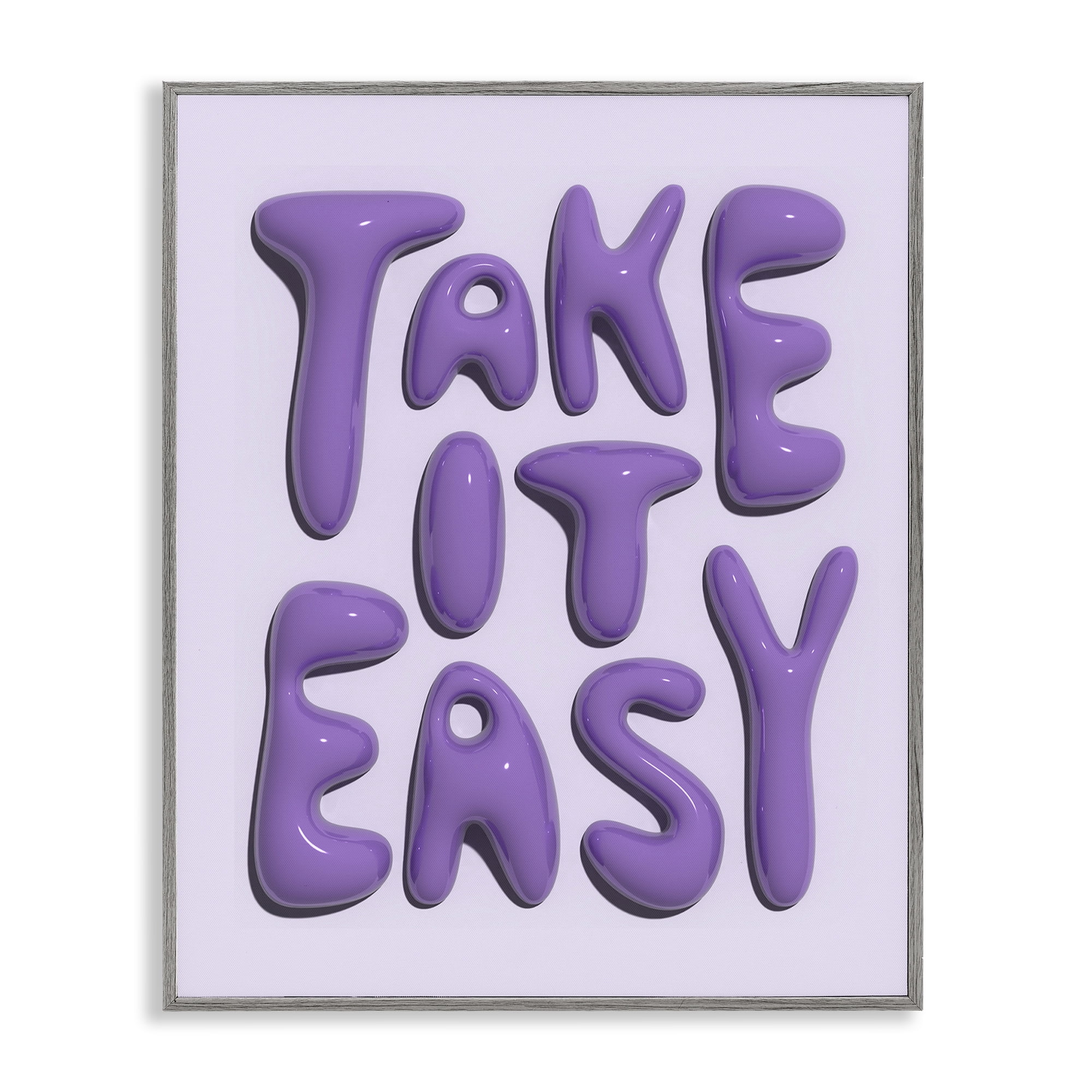 Stupell Industries Take It Easy Letters Text & Numbers Painting Gray Framed Art Print Wall Art, 16 x 20
