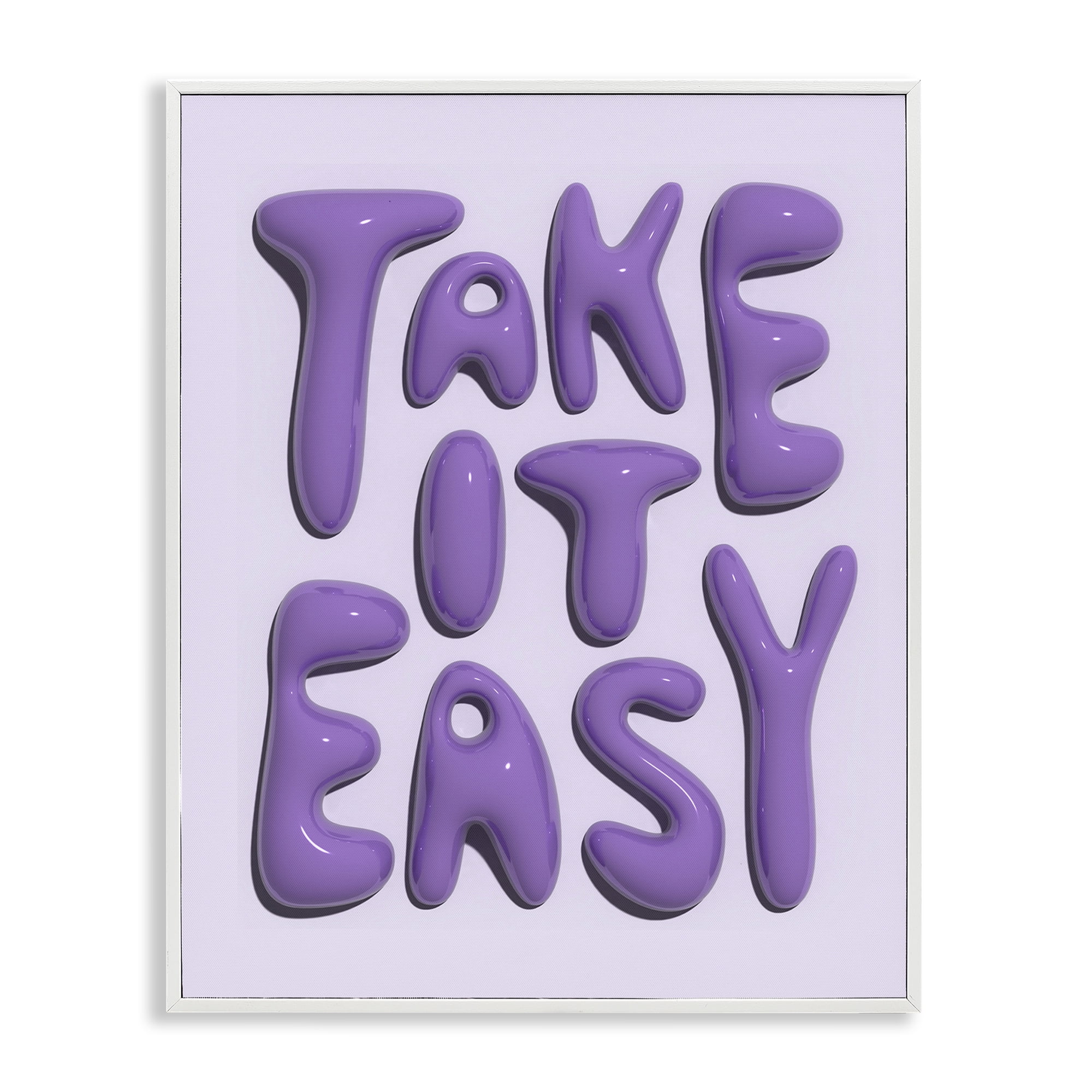 Stupell Industries Take It Easy Letters Text & Numbers Painting White Framed Art Print Wall Art, 11 x 14