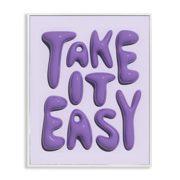 Stupell Industries Take It Easy Letters Text & Numbers Painting White Framed Art Print Wall Art, 24 x 30