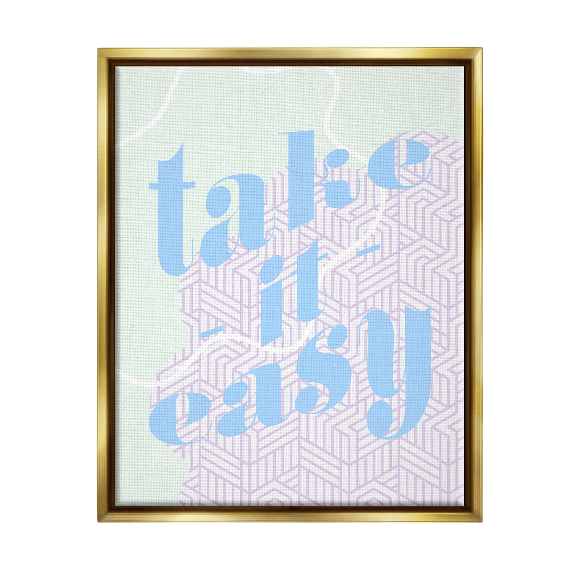 Stupell Industries Take It Easy Pastel Geometric Religious Painting Gold Floater Framed Art Print Wall Art